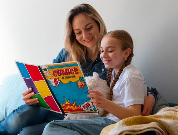 girl reading to mom girl reading to mom